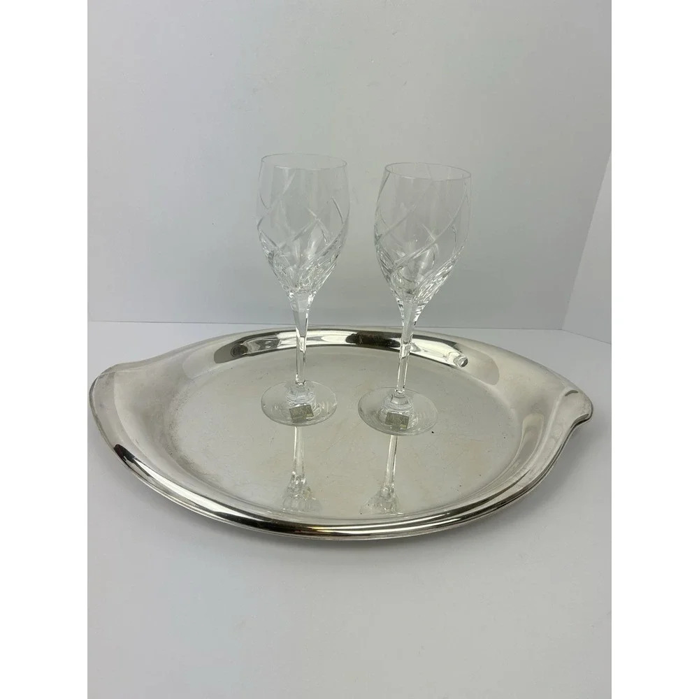 VTG 1847 Rogers Bros Flair Silverplate Oval Serving Tray Int. Silver Mid Century